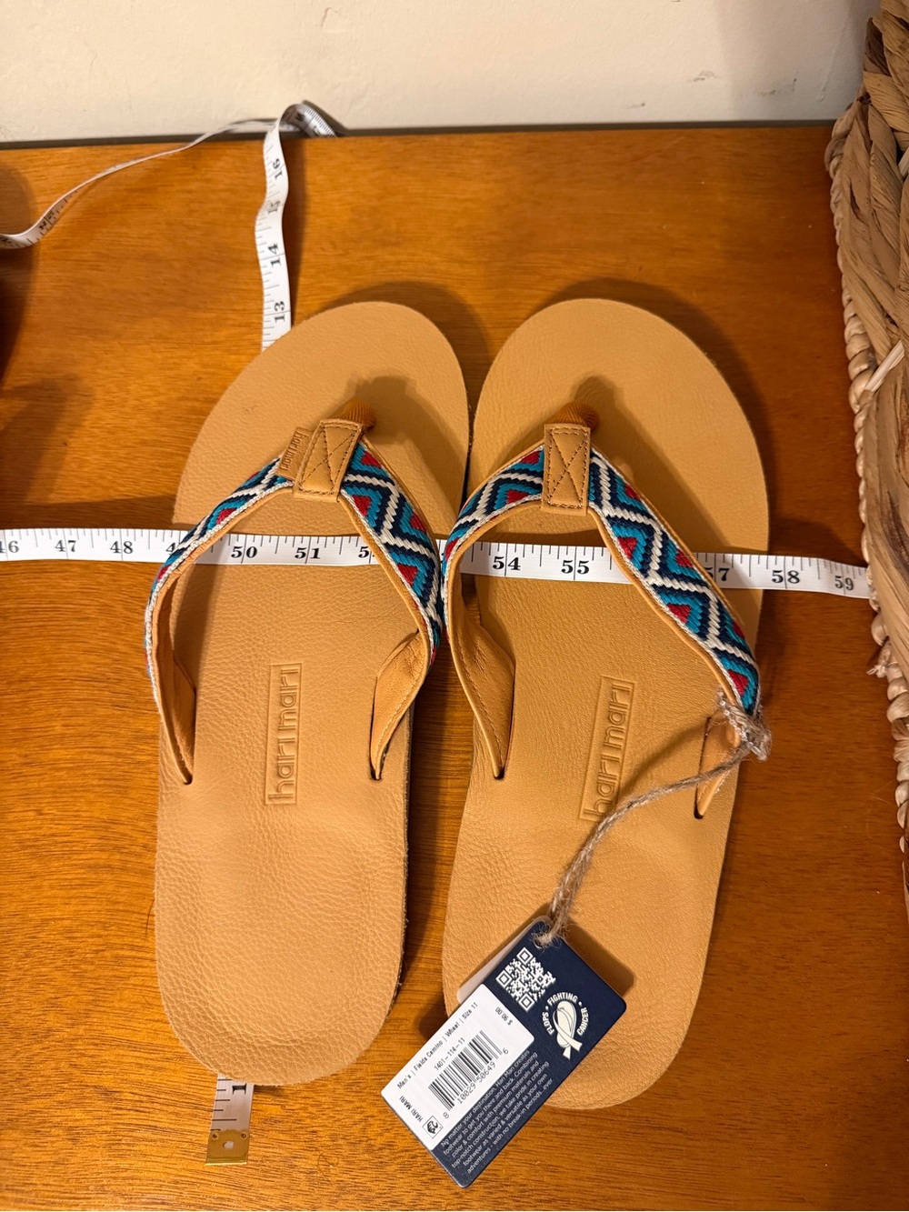 Hari Mari Fields Flip Flop with Blue Patterned Straps size 11 and size 12 - Picture 2 of 4